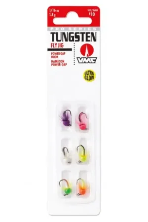 Prix Cassé Blue Fox Tungsten Fly Jig Kit Glow (6-pack) - #10, 1,8g