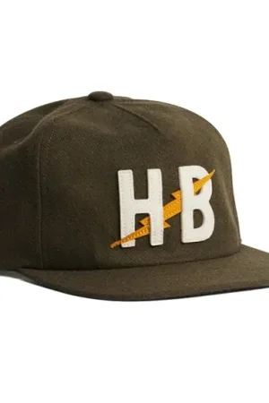 Howler Bro's Unstructured Snapback Hats Big HB - Dark Olive Soldes
