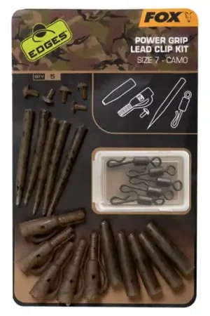 Vente Directe Fox Edges Camo Power Grip Lead Clip kit size 7 5pcs