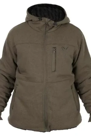 Fox Collection Sherpa Jacket Green & Black - Large Offre Du Jour