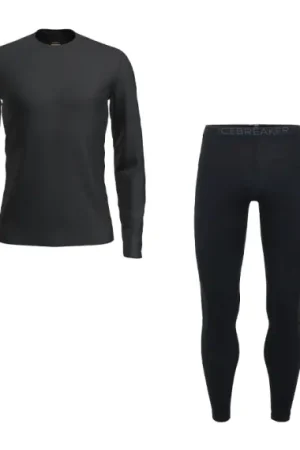 Populaire Icebreaker Mens 200 Oasis LS Crewe & Leggings Black