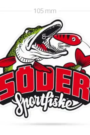 1-pack (10x9cm) Klistermärke Söder Sportfiske Vente Flash