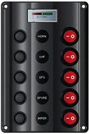 Vente Directe Tableau électrique réarmable Wave 5 interrupteurs+ 12V voltmètre