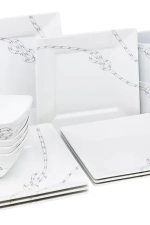 BOITE 16 PIECES: 12 ASSIETTES CARREES+ 4 MUGS - SOUTH PACIFIC Commande En Gros