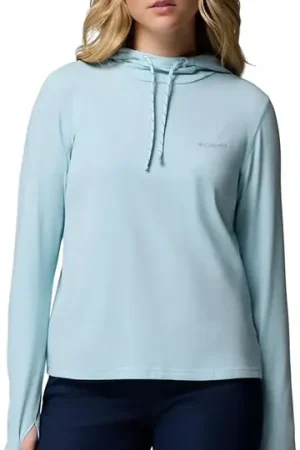 Sweat shirt de randonnée Femme W EU SUN TREK LS HOODIE MARINE LIGHT COLUMBIA Meilleur Prix