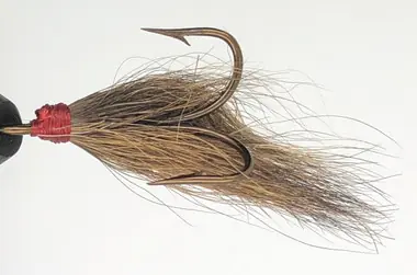 10 Flies - Brown Bucktail Red Head on Bronze 2 Mustad Treble Hook Prix Promo