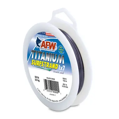 AFW - Titanium Surfstrand Bare 1x7 Leader Wire - 50 lb / 23 kg test .021 in / 0.53 mm dia. - Black Oxide - 500 ft / 152 m Meilleur Prix