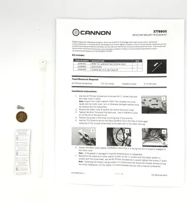 Cannon Downrigger Part - DESICCANT BAG/ZIP TIE/SCREW KT CANNON SERVICE - 3778800 Nouveauté