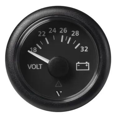 Veratron 52mm (2-1/16") Viewline Voltmeter 18-32V - Black Dial & Bezel Must-Have