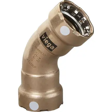 Viega MegaPress 3/4" 45 Copper Nickel Elbow - Double Press Connection - Smart Connect Technology Populaire
