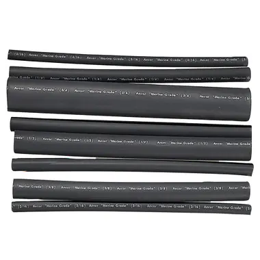 Ancor Adhesive Lined Heat Shrink Tubing - Assorted 8-Pack, 6", 20-2/0 AWG, Black Pas Cher