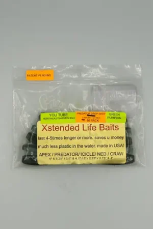 Prix Réduit MTO Lures Xstended Life Baits - Predator Drop Shot 3.6in 10pk - Green Pumpkin