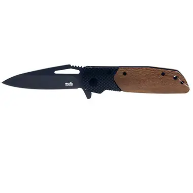 8" Snake Wood Open Assist Knife Marque