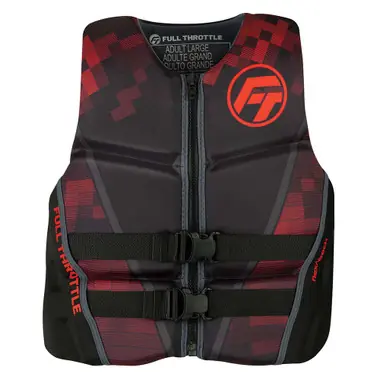 Vente Flash Full Throttle Men's Rapid-Dry Flex-Back Life Jacket - L - Black/Red