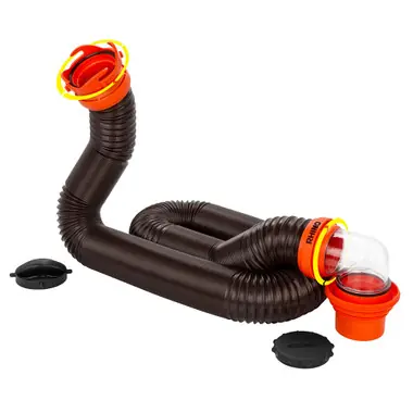 Solde Camco RhinoFLEX 15' Sewer Hose Kit w/4 In 1 Elbow Caps