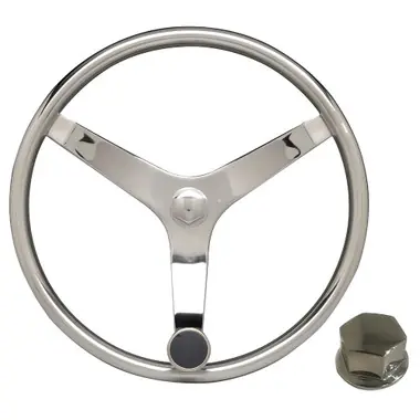 Uflex - V46 - 13.5" Stainless Steel Steering Wheel w/Speed Knob & Chrome Nut Top Vente
