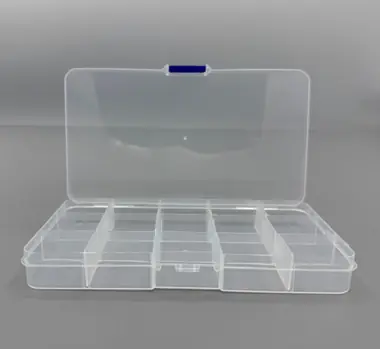 Top Vente FISH307 Jig/Fly/Tackle Box - Large, 15 Compartment, Clear