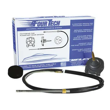 Uflex Fourtech 18' Black Mach Rotary Steering System w/Helm, Bezel & Cable Promotion Saisonnière