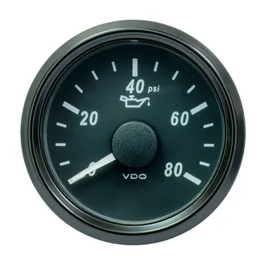 VDO SingleViu 52mm (2-1/16") Oil Pressure Gauge - 80 PSI - 0-180 Ohm Promotion