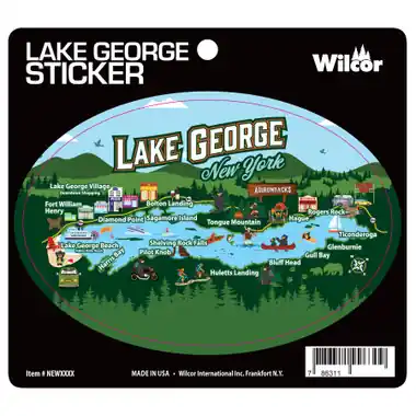 Lake George Map Oval Sticker Retour Gratuit
