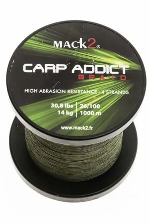 Populaire Tresse mack2 carp addict 4braid 1000m verte