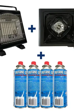 Pack Rechaud + Chauffage + 4 cartouches de gaz Satisfait Ou Remboursé