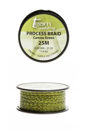 Tresse &agrave; bas de ligne carpe team carpfishing process braid 25lb Prix Choc