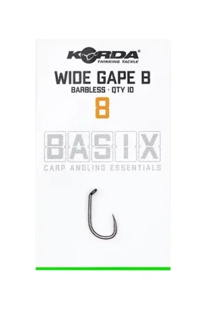 Hameçons korda basix wide gape barbless (x10) Dernier Modèle
