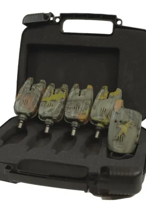 Coffret 4 Détecteurs + Centrale Carp Addict Camo (Vert, Rouge, Jaune et Bleu) Prix Choc