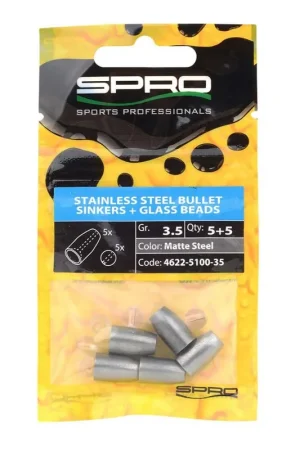 Authentique Plomb Balle en Acier Inoxydable Spro Stainless Steel Bullet Sinkers + Billes