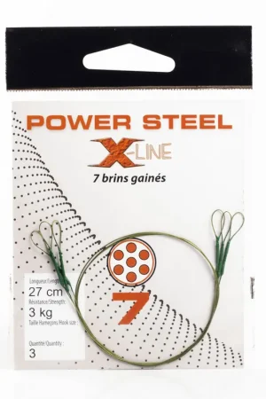Bas de ligne acier carnassier x-line power steel 7 brins 27cm (x3) Achetez Aujourd'hui