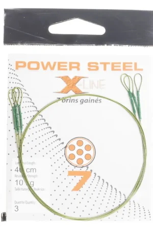 Usine Directe Bas de ligne acier carnassier x-line power steel 7 brins 40cm (x3)