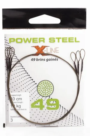 Bas de ligne acier carnassier x-line power steel 49 brins 40 cm (x3) Achat Immédiat