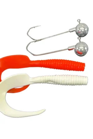 Kit Leurres Silure Overfight Kit Cat Twister (x2) + Jighead (x2) Bon Plan