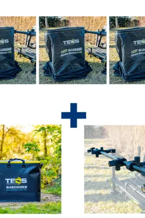 Ensemble Teos 3 Bourriches Carp Allround 300 + Sac + Barre Prix Promo