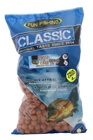 Nouveauté Bouillettes Fun Fishing Classic Moule Crab 15mm 4kg