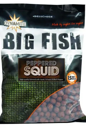 Bouillettes Dynamite Baits Big Fish Peppered Squid 1kg Top Vente