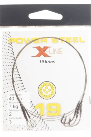 Bas de ligne acier carnassier x-line power steel 19 brins 40cm + ham. simple (x3) Prix Promo