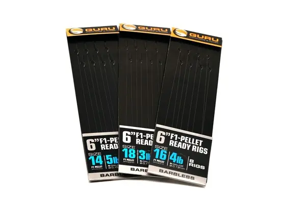 Bon Marché Bas de Ligne Guru F1 Pellet Ready Rig Barbless Pole 15cm (8 Pièces)