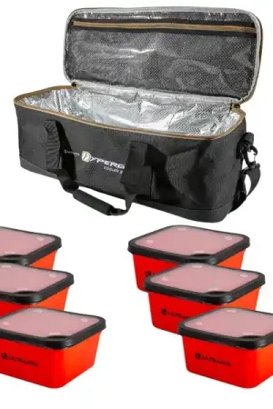 Set Ultimate Hyperga Cooler Bag + 6x Bait Strainer Populaire