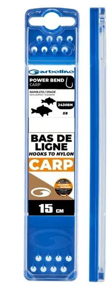 Bas de Ligne Garbolino Competition Hooks To Nylon - Power Bend Carp 15cm (8 Pièces) Nouveauté