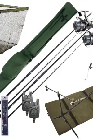 Ensemble complet Ultimate carpe avec cannes, moulinets débrayables, rod pod, détecteurs de touche et ensemble de bas de ligne Affaire À Saisir