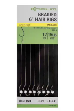Korum Big Fish Braided Hair Rigs 6" 8 pcs Prix Promo
