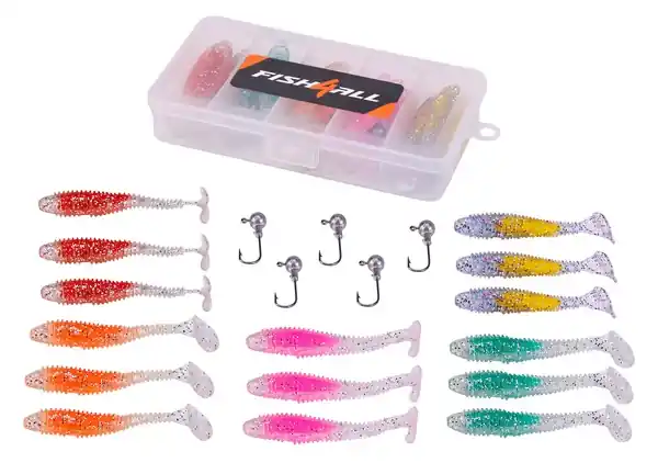 Réduction Boîte Leurre Souple & Tête Plombée Fish4all Ghosty Ultra Léger (20 pièces)