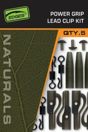 Fox Edges Naturals Power Grip Lead Clip Kit (5 pcs) Dernière Chance