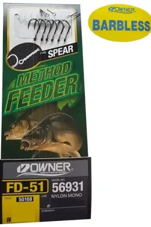 Bas de ligne Owner 50168-FD51 Spear Feeder Barbless (10cm) (6 pcs) Dernière Chance