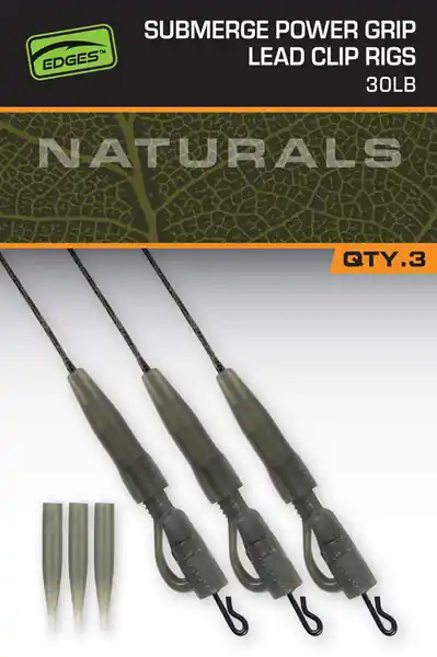 Fox Naturals Sub Power Grip Lead Clip Leaders 75cm (3 pcs) Pas Cher