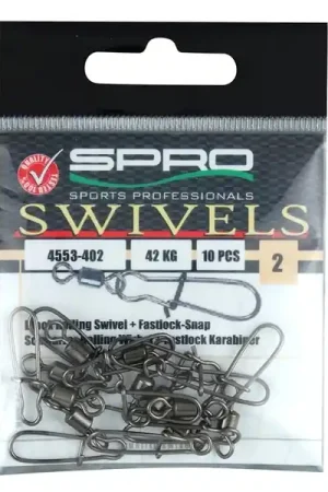 Attaches rapides Spro Rolling Wartel met Fast Lock Snap (10 pcs) Offre Spéciale