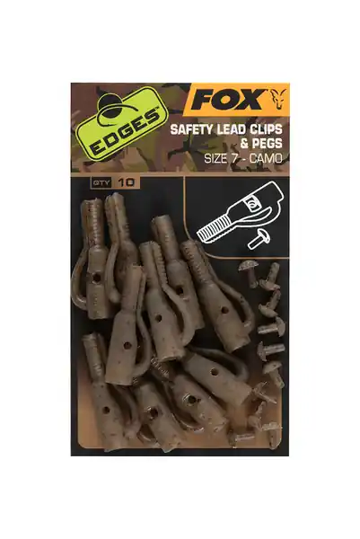 Clips plombs Fox Edges Camo Lead Clip + Pegs Taille 7 (10 pcs) Prix Bas