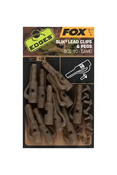 Clips plombs Fox Edges Camo Silk Lead Clip + Pegs Taille 10 (10 pcs) Livraison Express